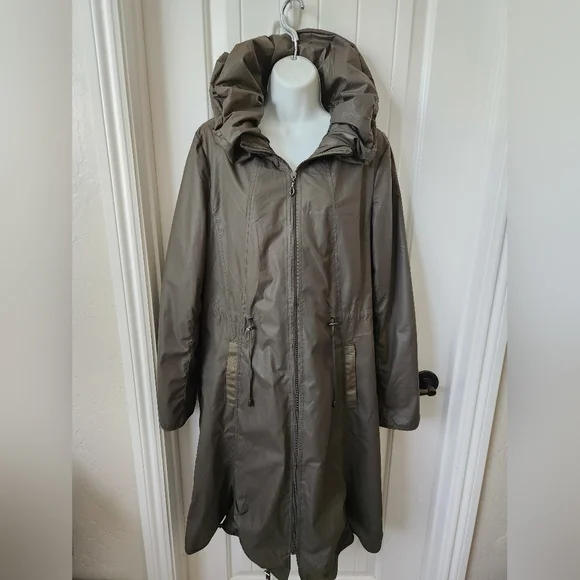 Pile Ou Face Paris Lined Trench/Jacket size 8/T4 | Like New | Muted Green - Picture 13 of 14